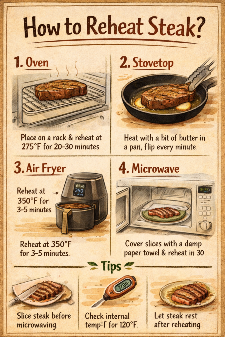 how to reheat steak​?